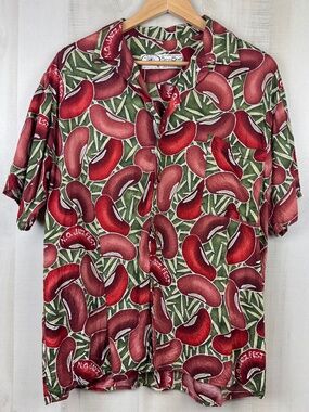 VTG BayouWear Art 4 Now HowAhYa Hawaiian Shirt Jazz Fest Red Beans Rice Medium